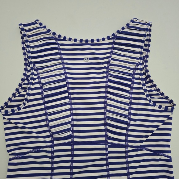 Lululemon Women's Run Stay On Course Tank Pigment Blue White Stripe 8 - Picture 9 of 16